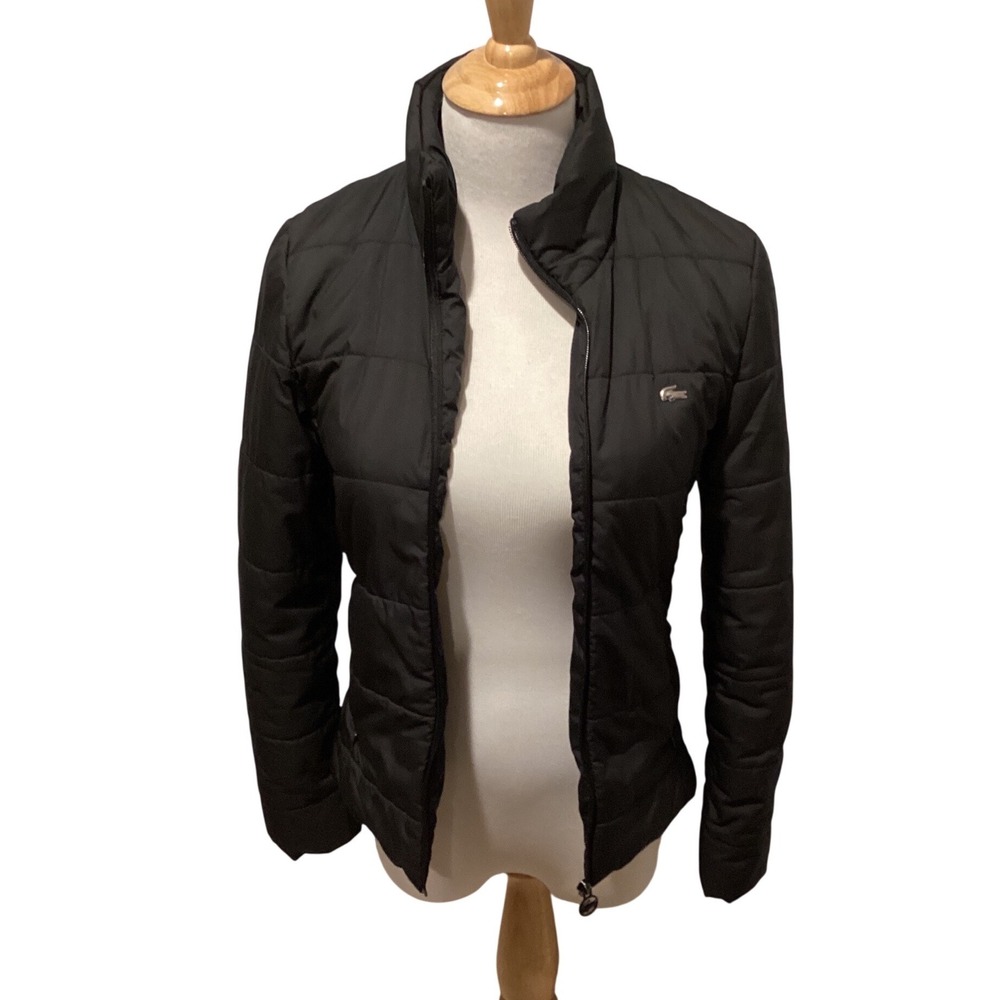 Lacoste‎ Womens Black Quilted Puffer Jacket Pink Lining Size 36 RN 87651